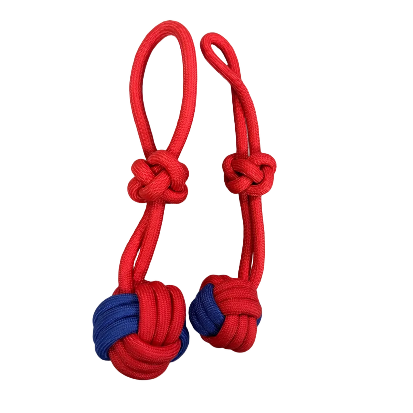 Balle à poignée rouge et bleue
