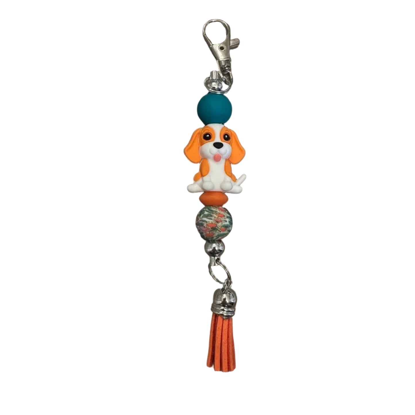 Porte clé chien orange