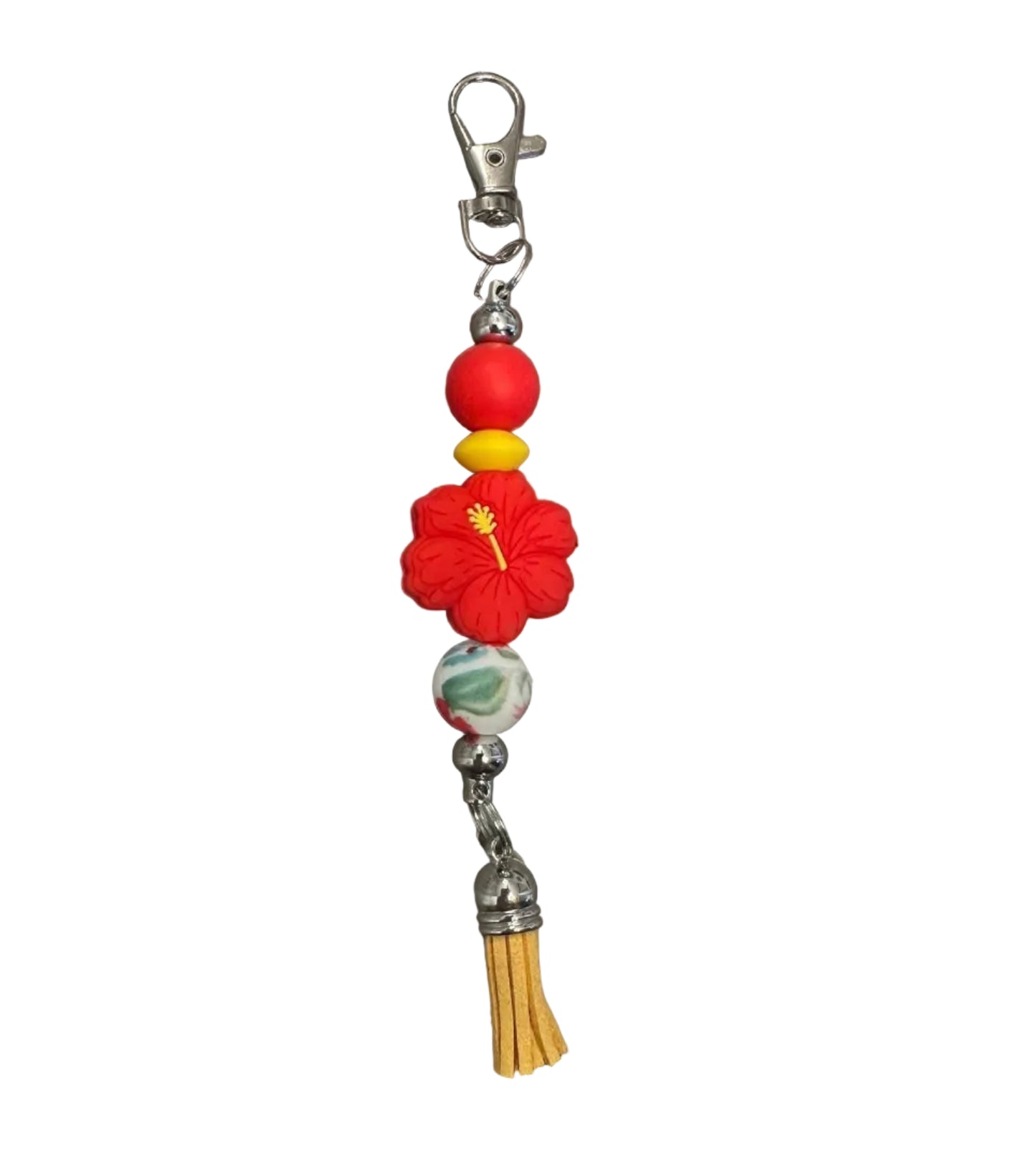 Porte clé hibiscus rouge