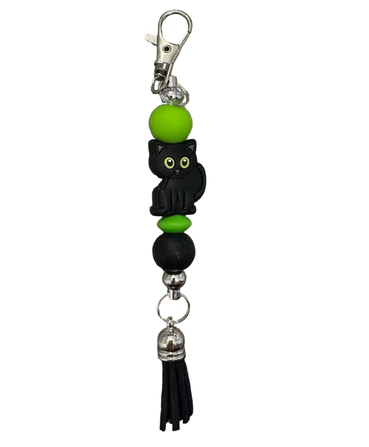 Porte clé chat noir et vert