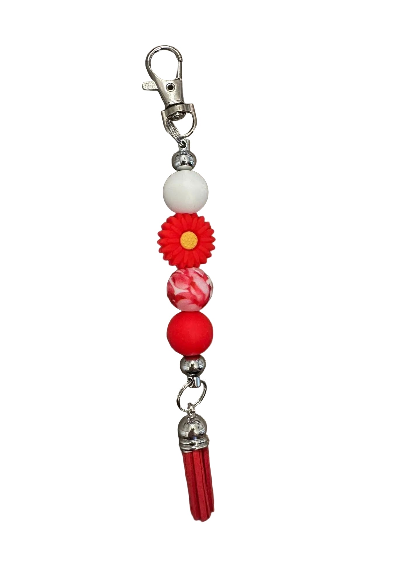 Porte clé fleur rouge