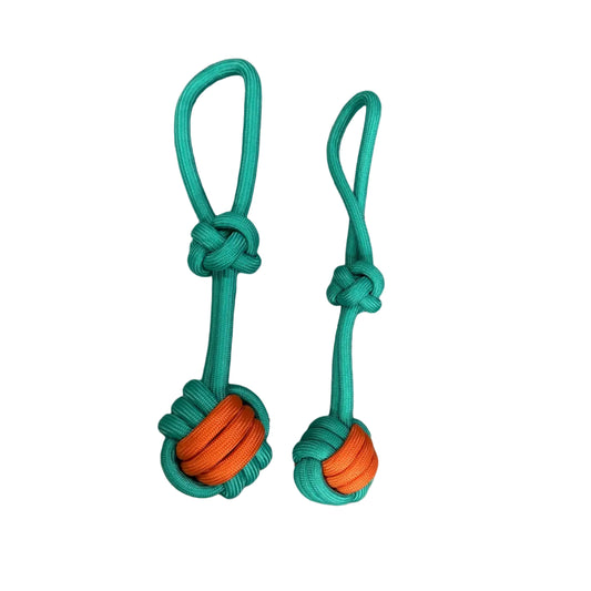 Balle à poignée turquoise et orange