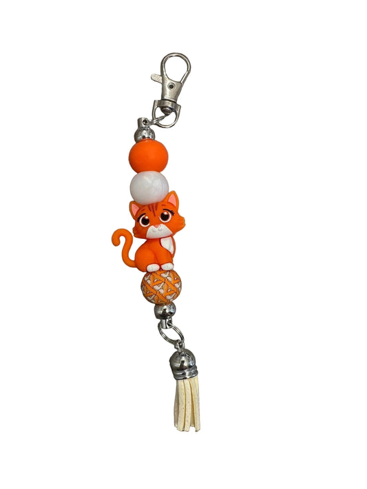 Porte clé chat orange