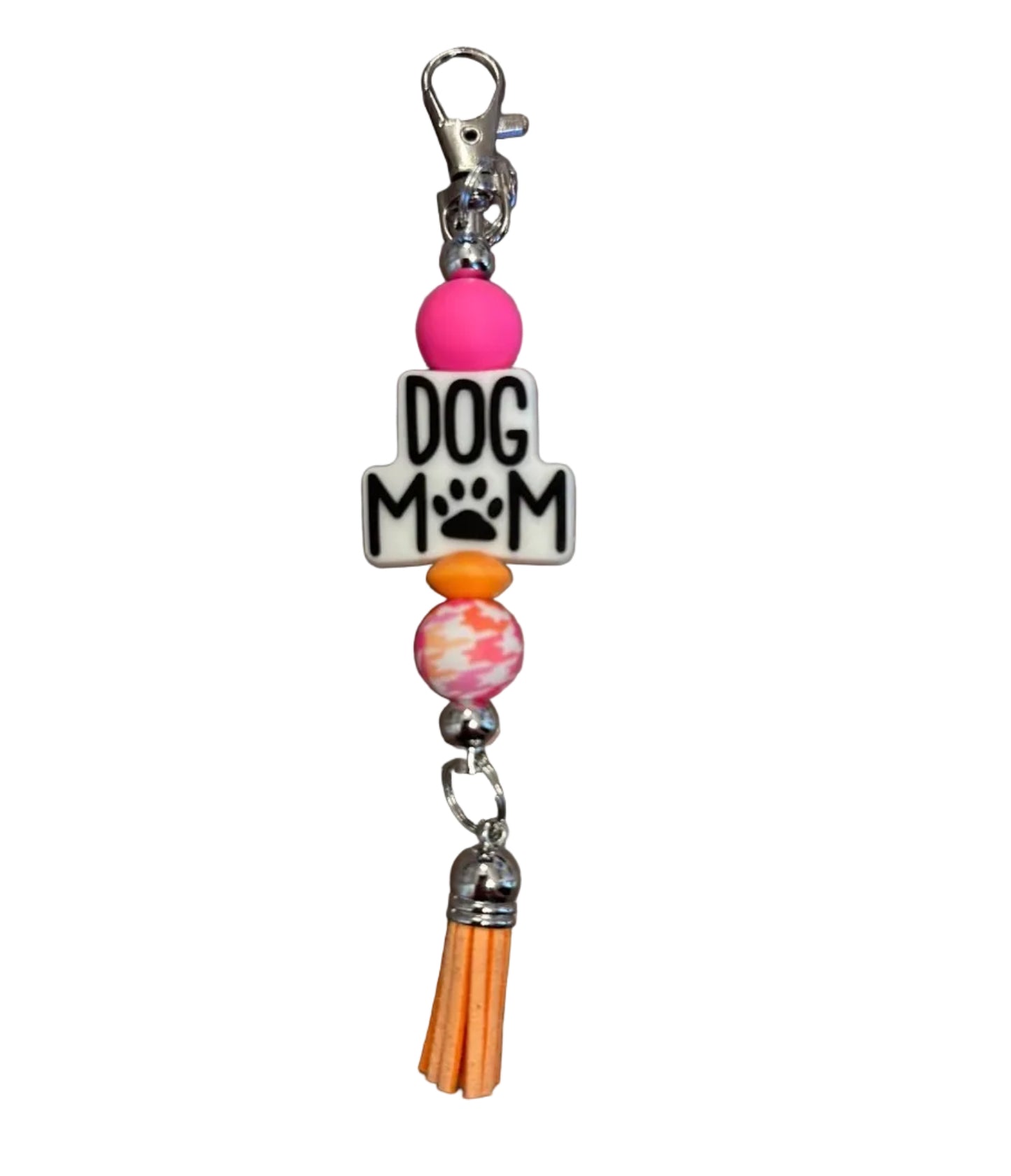 Porte clé dog mom rose orange