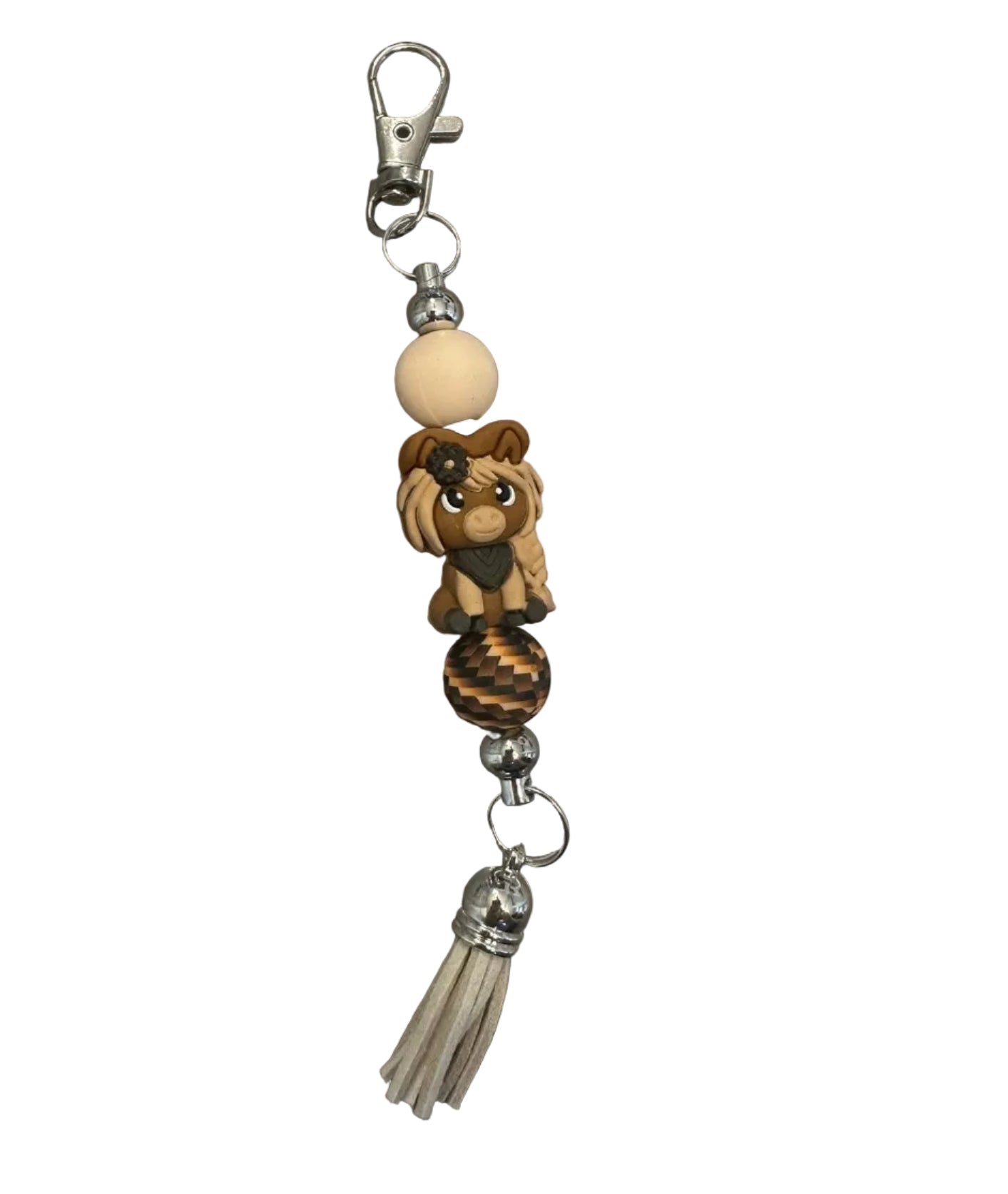 Porte clé cheval beige