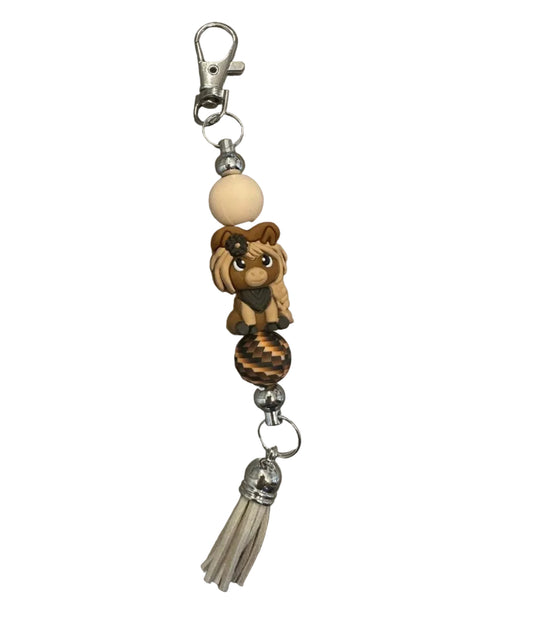 Porte clé cheval beige