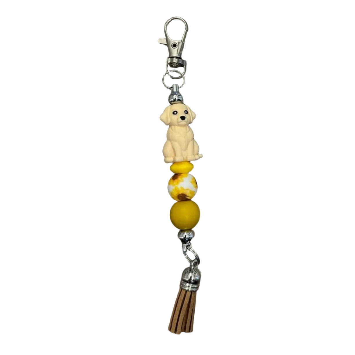 Porte clé chien jaune